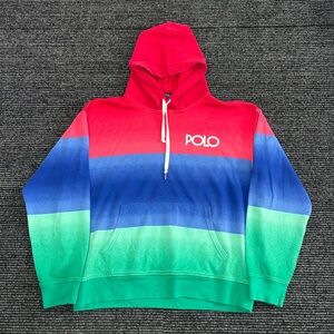 Polo Ralph Lauren Hoodie Men Large Ombre Colorblock Sweatshirt Pullover Logo